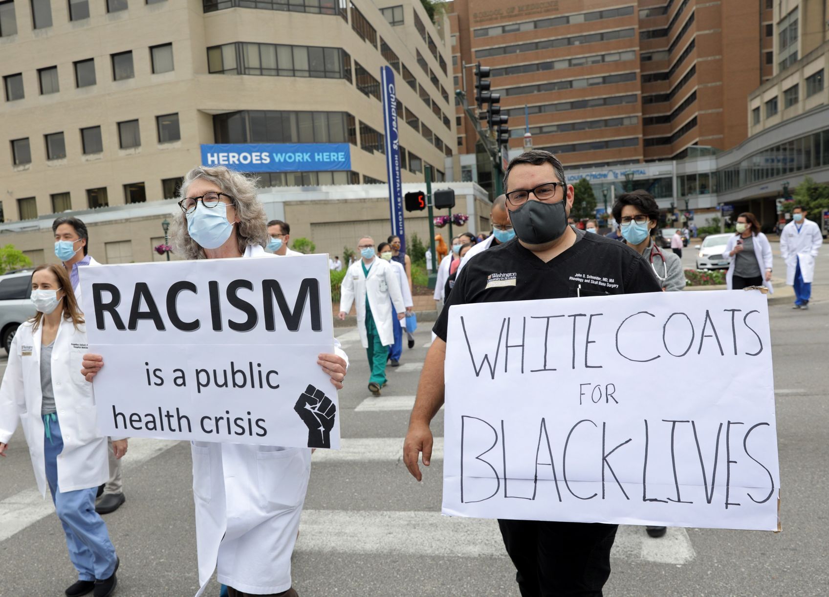 White coats protest for Black Lives Matter